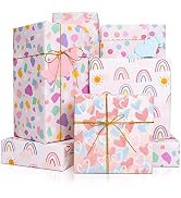 Larcenciel Gift Wrapping Paper, Birthday Wrapping Paper for Girl w/Gift Tags, Rainbow Polka Dots ...