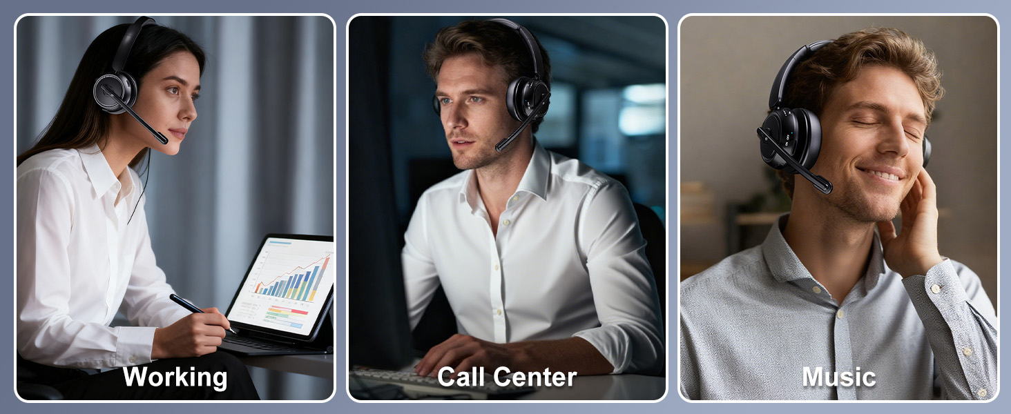 Wireless Headphones for Working Call Canter Music