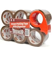 TAPEBEAR Brown Packing Tape with Dispenser, 2.6mil Thick, 1.88" x 55Yard Secure Sticky Brown Tape...
