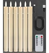 Gmnee 9.6" Rechargeable Flameless Taper Candles with Remote, Timer, Dimmer, Ivory LED CandleStick...