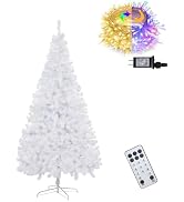Juegoal 6 FT Artificial Christmas Tree (NOT Pre-Strung) with Remote Control, 300 LED Warm White &...