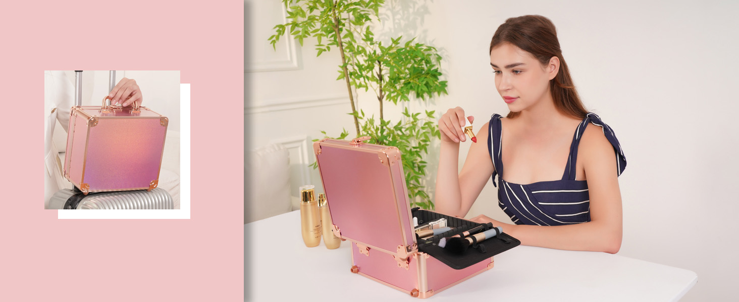 makeup case box bag with mirror and light
