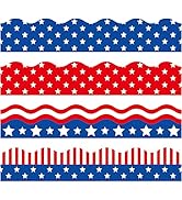 Whaline 69Ft 4th of July Bulletin Board Border 60 Pcs Red Blue White Stars Stripes Border Trim 4 ...