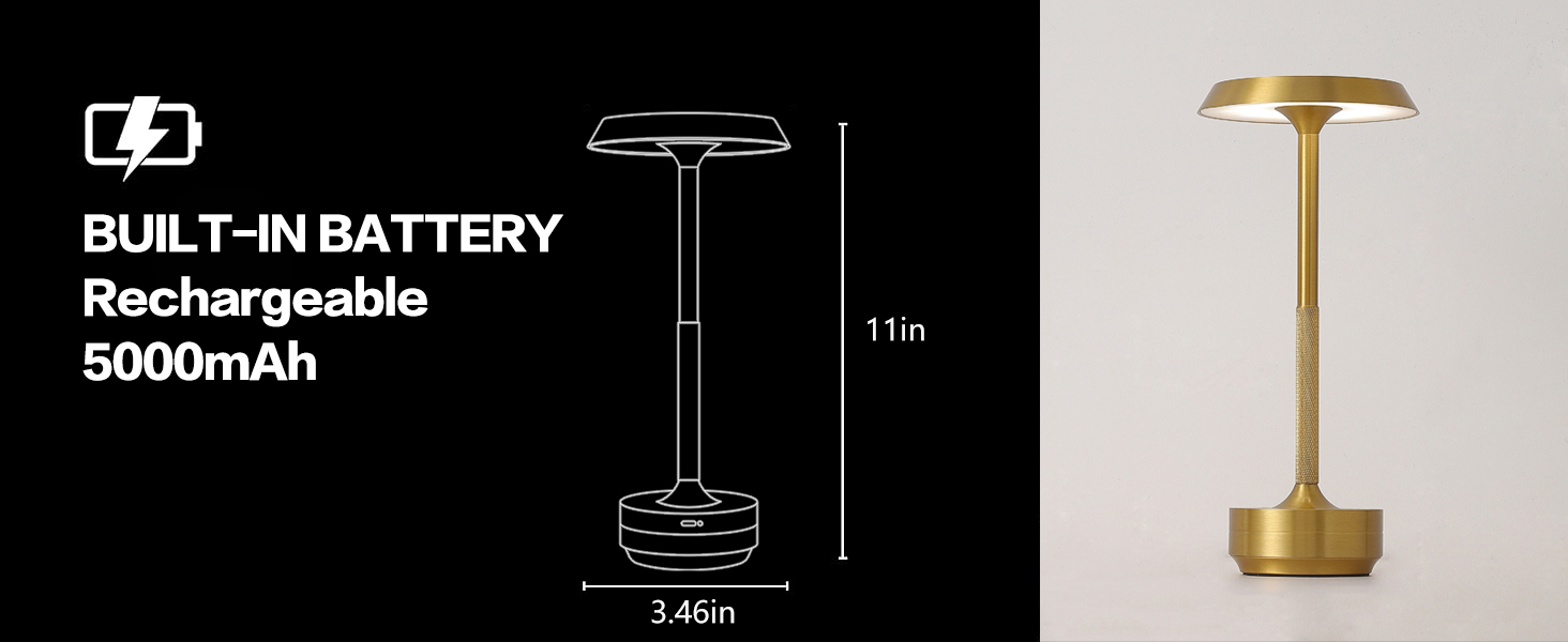 GKKBO Wireless Table Lamp Rechargeable 5000mAh Battery Powered