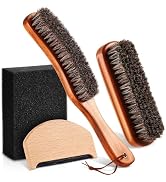 4 Pcs Horsehair Felt Hat Brush Kit with Cleaning Sponge Cowboy Clean Hat Wood Fedora Hat Cleaning...