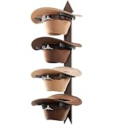 Cinati Cowboy Hat Rack, Cowboy Hat Holder Wall Mount Holds up to 4 Hats, Wooden Western Rustic Me...