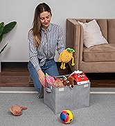 VENO 4 Pack Large Collapsible Storage Bin with Lid, Decorative Box, Cube, Organizer, Container fo...
