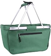 Picnic Basket, SIYUAN 24L Collapsible Market Basket with Two Handles Portable Canvas Grocery Bask...