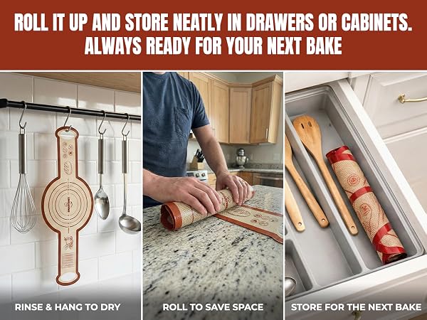 Roll it up and store neatly in drawers or cabinets