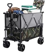 DUMOS Wagons Cart, Double Decker 440 lbs Large Capacity Folding Wagon with Brakes, Flexible Handl...