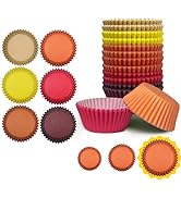 qiqee Jumbo 300-Count Cupcake Liners Cupcake Cups Food Grade 6 Solid Yellow Red Colors Cupcake Pa...