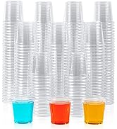 500 PACK 1 oz Plastic Shot Glasses, 1-ounce Clear Disposable Plastic Cups, Party Cups for Vodka, ...