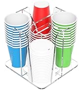 WINFFOR Coffee Cup Holder for Countertop - 4 Compartments Clear Rotating Disposable Cup Organizer...