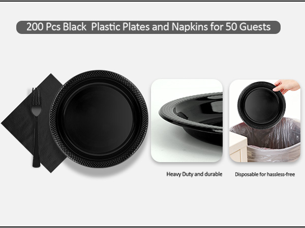 black plastic plates for party