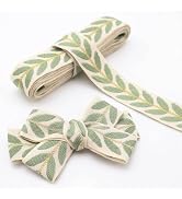 ZNZAKKA Jacquard Ribbon 3 Yards Green Embroidered Lace Trim Leaf Pattern Ribbon for Sewing, Gift ...