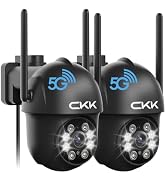 CKK 2K Security Camera Outdoor Corded Power, 2 Pcs 3MP PTZ WiFi Home Security Camera - 2.4G/5G Du...