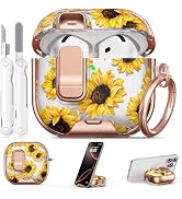 Polislime for AirPods 4 Case, with Safty Lock & Phone Stand for Floral AirPods 4th Generation Cas...