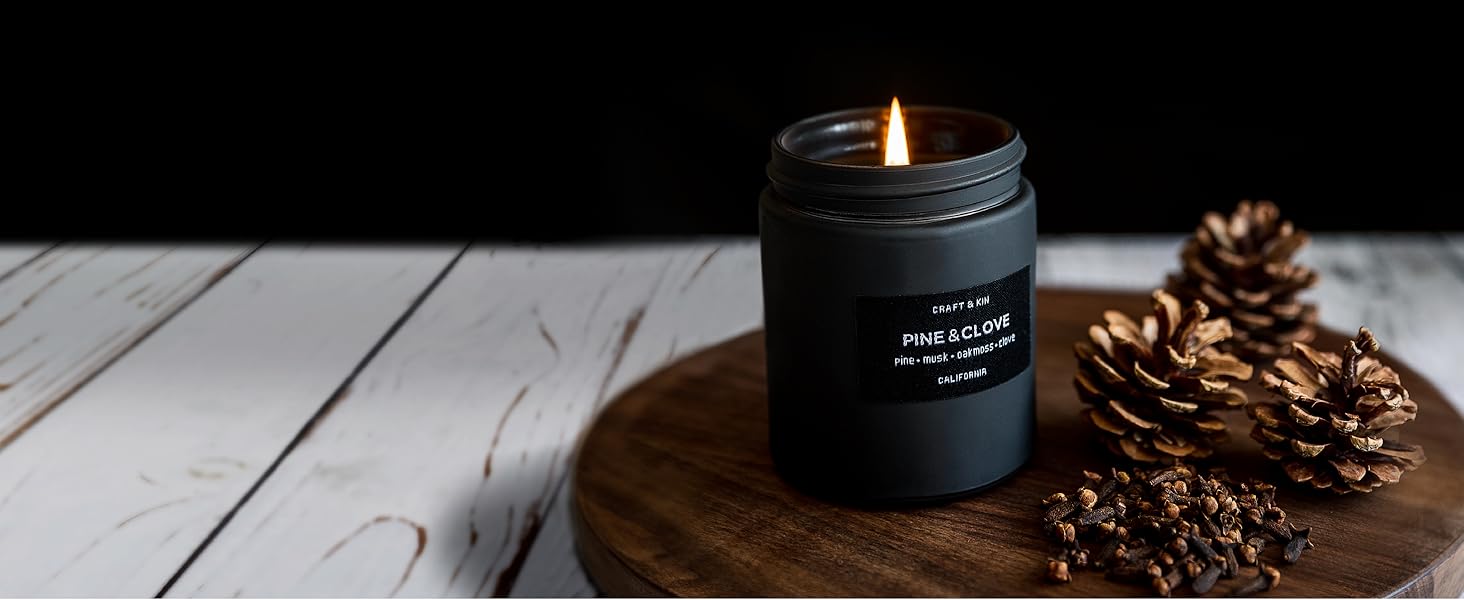 woodwick long-lasting aromatherpy pine Christmas scented soy candles for men winter holiday gift