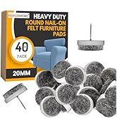 PERFORMORE 40 Pcs Heavy Duty Round Nail-On Felt Furniture Pads 20mm, Non Slip Floor Chair Leg Pro...
