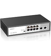 Real HD 10 Port PoE Switch, 8 Ports PoE+ 2 Uplink Unmanaged 100Mbps PoE Switch, High Total Power ...