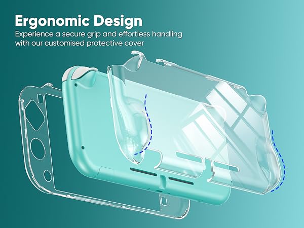 ergonomic clear case for switch lite