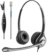 Phone Headset RJ9 with Microphone Noise Cancelling & Volume Controls, Office Telephone Headset Co...
