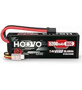 HOOVO 7.4V 80C 5200mAh 2S Lipo Battery with TR Plug Hard Case for RC Car Truck Truggy Buggy Tank ...