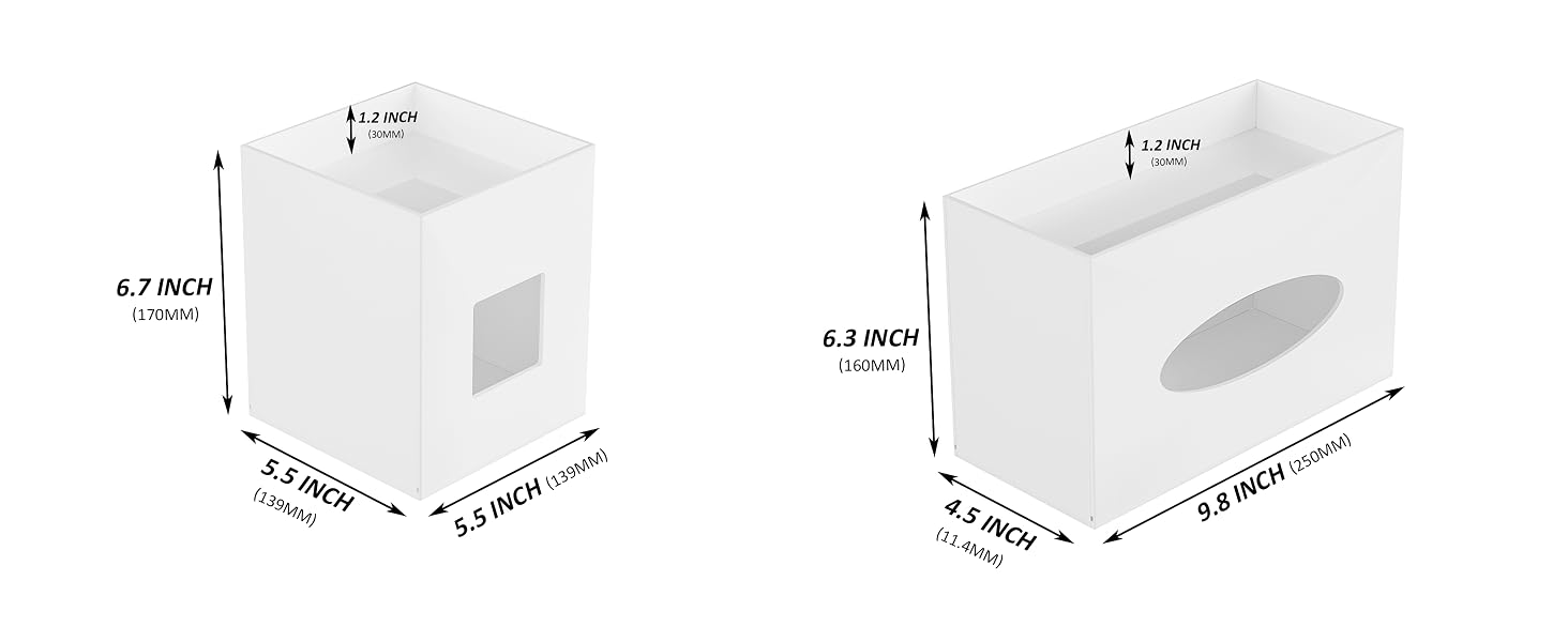 acrylic tissue box holder with storage
