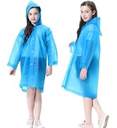 Rain Ponchos Raincoats for Kids, 2 Packs Rain Coats Jacket Reusable with Hood for Boys Girls Disn...