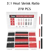 RED WOLF Waterproof Red and Black Heat Shrink Tubing Kit 270PCS, 3:1 Shrinkage Ratio, Adhesive Li...