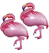 GOER Flamingos Foil Balloons,2 Pcs Giant Helium Balloons for Flamingos Theme Birthday Party Decor...