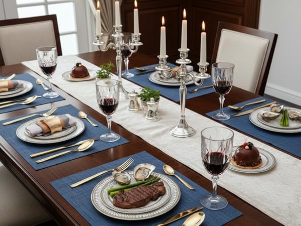 blue placemats