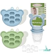 WAJIAYON Baby Breastmilk Popsicle Molds & Baby Fruit Feeder (4 Pack), Baby Food Freezer Tray Stor...