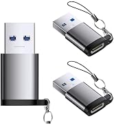 QimKero USB C Female to USB Male Adapter 3 Pack, USB to USB C Adapter Type C to USB A Charger Cab...