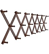 SKOLOO Accordion Wall Hanger, Modern Expandable Coat Rack Wall Mounted, Solid Wooden Wall Hat Rac...