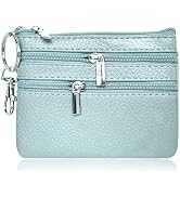 iToolai Genuine Leather Small Coin Purse Pouch Mini Wallet with Zipper Keychain for Women(3.54 x ...