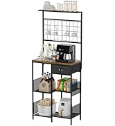 Aduanbang Farmhouse Coffee Bar Cabinet with Storage Drawer, Extended Worktop Corner Station, Home...