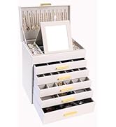 BOOVO Jewelry Box with Necklace Hanger – 6 layer Jewelry Organizer for Women with 5 Drawers, Larg...