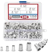 100 Pieces Aluminum Rivet Nuts kit, M3 M4 M5 M6 M8 Rivnuts, Threaded Insert Nutserts Nuts, Metric...