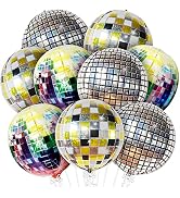 KatchOn, Big Multicolor Disco Ball Balloons - 22 Inch, Pack of 9 | Mirror Finish 4D Disco Balloon...