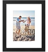decorUhome 8x10 Picture Frame, Display Pictures 5x7 with Mat or 8x10 without Mat, Black Engineere...