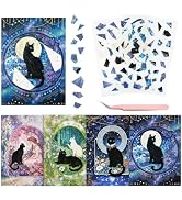 4 Sets Sticker Puzzles for Adults, Cat Scene DIY Craft Kits, Stress Relief Travel Toys Fun Party ...