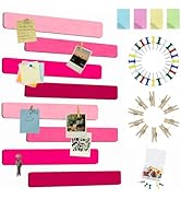 Vuzvuv 8 pcs Bulletin Board Bar Strips with 50 Pushpins & 10 Wooden Clip pins,Self Adhesive Cork ...