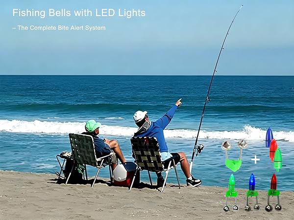fishing rod bells and LED set fishing bite alarm system for night fishing bells and catfish bells