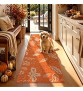 Ileading Fall Hallway Runner Rug 2x6ft Maple Leaves Kitchen Floor Mat Non Slip Throw Rugs Busy Tr...