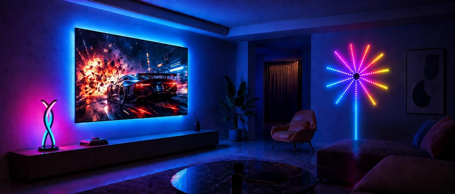 MORIACC LED lighting, TV backlight, table lamp, firework lights, colorful home ambience