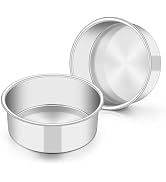 TeamFar 5 Inch Cake Pan Set of 2, Stainless Steel Layer Cake Baking Pan | Small Layer Cake Tins, ...