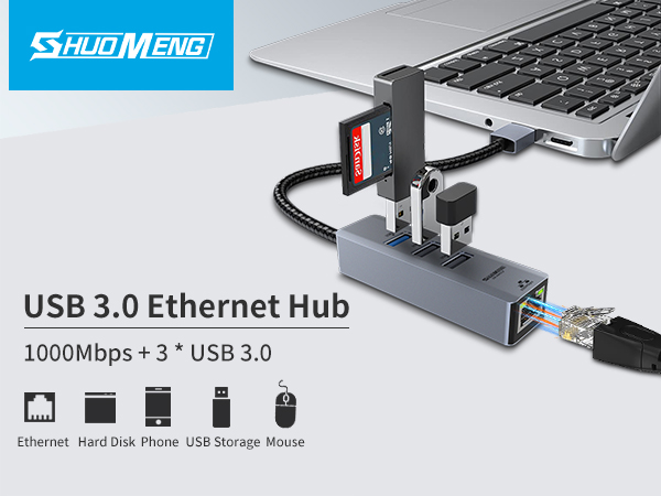 Shuomeng USB 2.0 USB 3.0 Ethernet hub