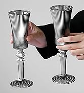 2 Pcs Ribbed Coupe Red Glasses, 19.5 oz Vintage Cocktail Coupe Glasses Set, Unique Martini Glass,...