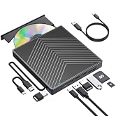 ROOFULL External CD DVD Drive, CD Burner DVD Player USB 3.0 with 4 USB Port Hub and 2 SD/TF Card ...